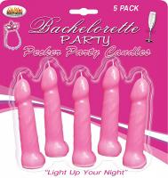 Bachelorette Party Hott 5 pack of Pink Pecker Party Candles - Penis Candles